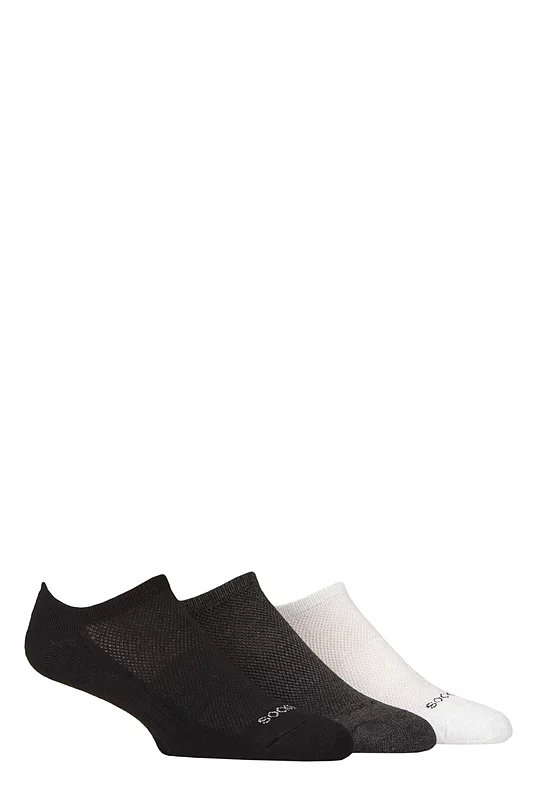 Mens 3 Pair SOCKSHOP Bamboo Cushioned Trainer Socks