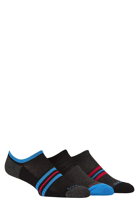 Mens 3 Pair SOCKSHOP Bamboo Cushioned Trainer Socks Black Stripe 7-11 Mens