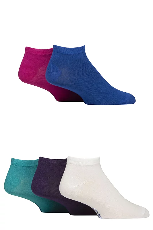 Mens 5 Pair SOCKSHOP Bamboo Striped and Plain Trainer Socks Jewels 7-11