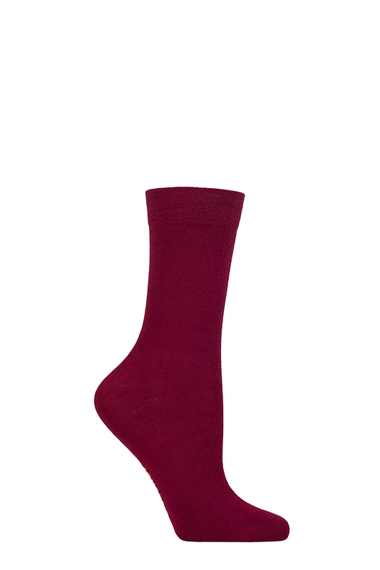 Women's 1 Pair SOCKSHOP Colour Burst Bamboo Socks with Smooth Toe Seams Red Red Wine 4-8