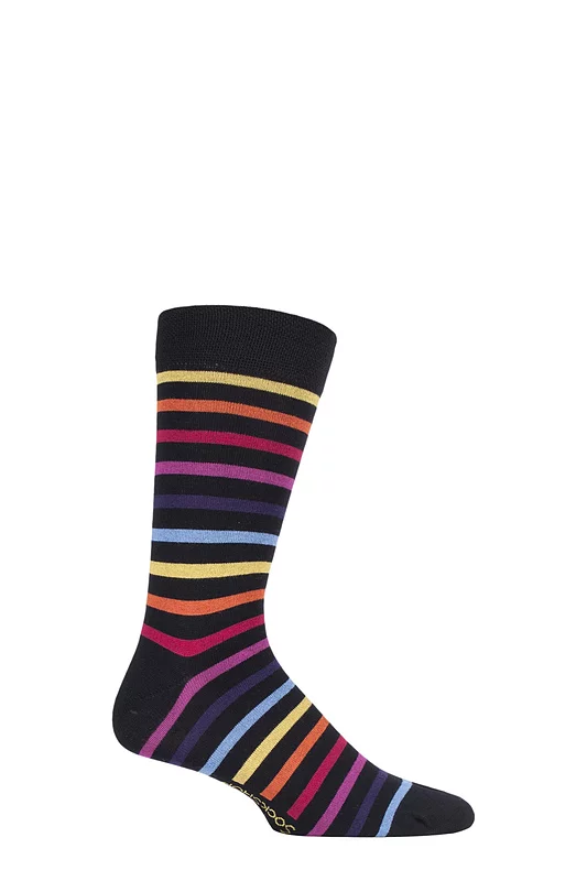 SOCKSHOP 1 Pair Striped Colour Burst Bamboo Socks with Smooth Toe Seams Chasing Rainbows 7-11 Mens