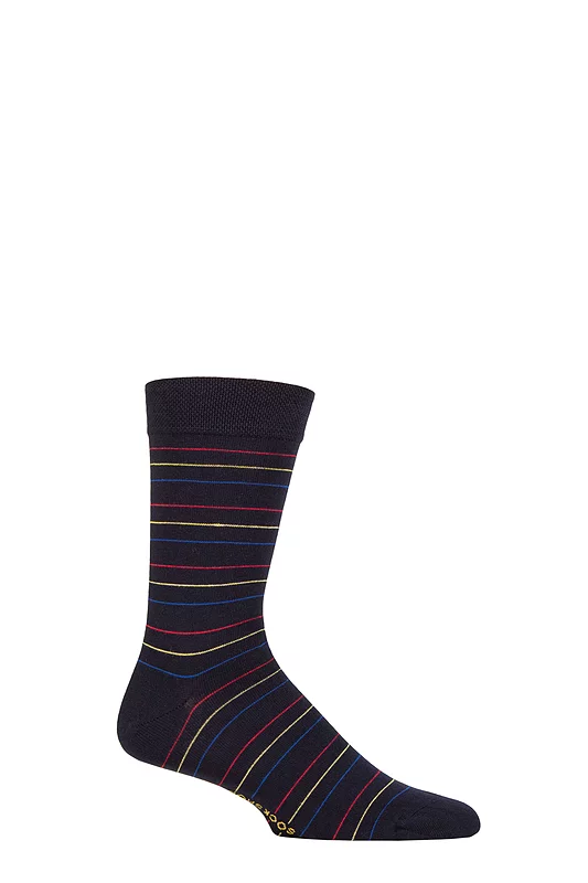 SOCKSHOP 1 Pair Striped Colour Burst Bamboo Socks with Smooth Toe Seams Flashing Lights 7-11