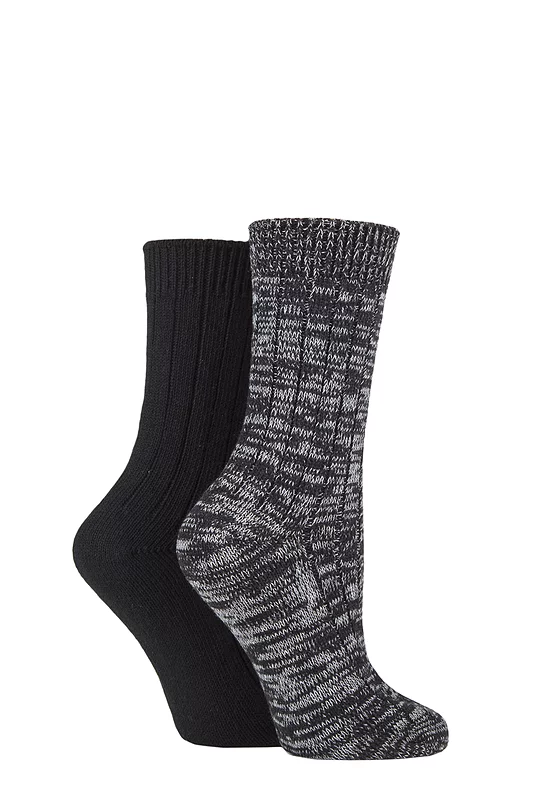 Women's 2 Pair SOCKSHOP Chunky Rib Cotton Boot Socks