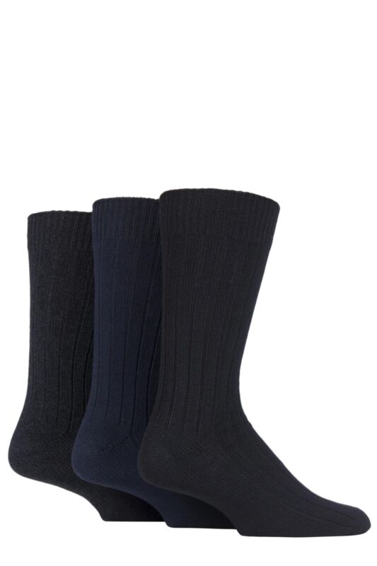 Mens 3 Pair SOCKSHOP Ribbed Cotton Socks