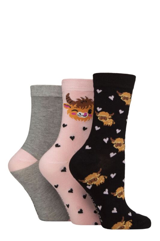 Women's 3 Pair SOCKSHOP Lazy Panda Novelty Bamboo Socks