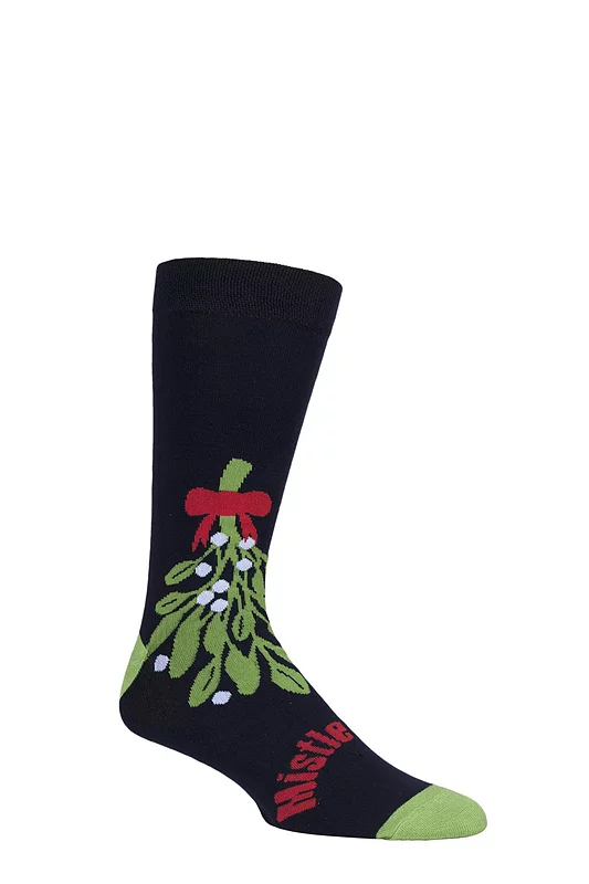 Mens and Women's SOCKSHOP 1 Pair Lazy Panda Bamboo Fun & Novelty Socks Mistletoes 12-14 Mens