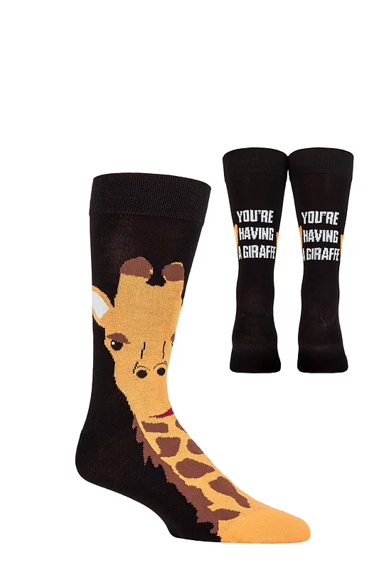 Mens and Women's SOCKSHOP 1 Pair Lazy Panda Bamboo Fun & Novelty Socks Giraffe 4-8