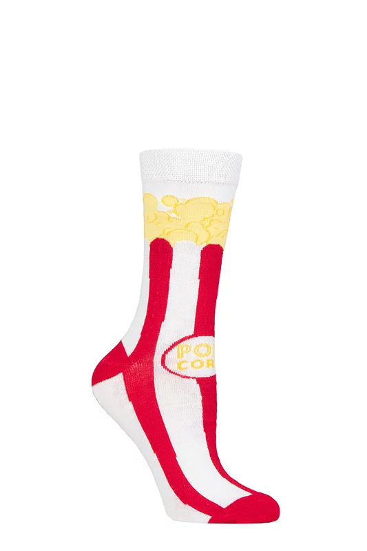 Mens and Women's SOCKSHOP 1 Pair Lazy Panda Bamboo Fun & Novelty Socks Popcorn 12-14 Mens