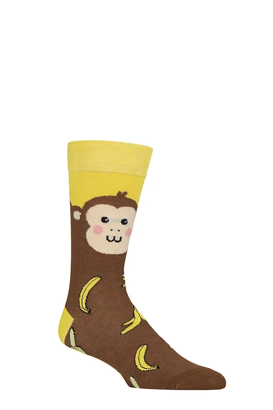 Mens and Women's SOCKSHOP 1 Pair Lazy Panda Bamboo Fun & Novelty Socks Monkey 4-8