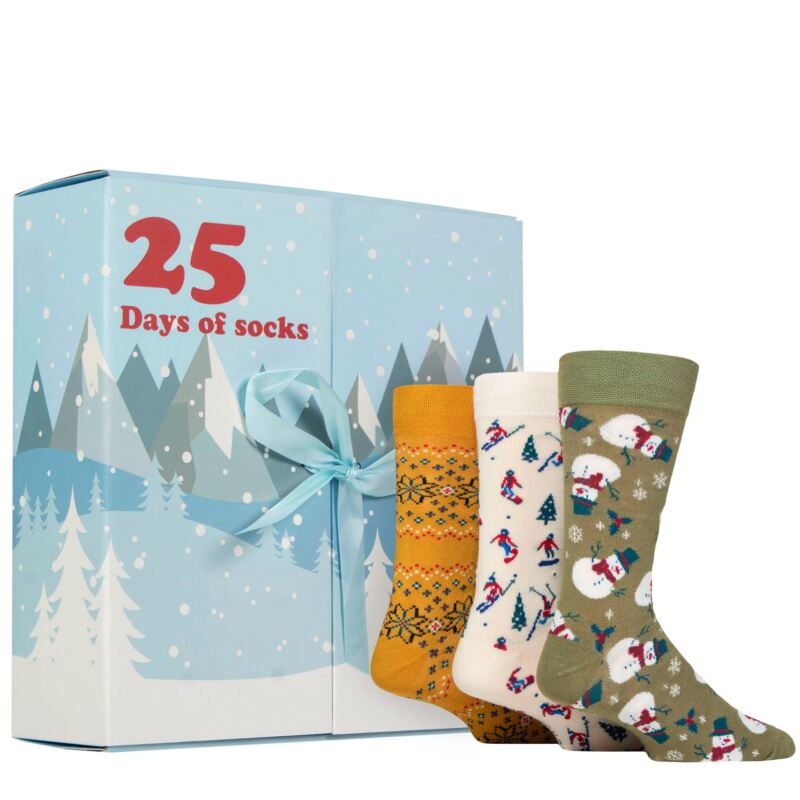 Mens Women's and Couples SOCKSHOP 25 Pair Bamboo Christmas Advent Calendar
