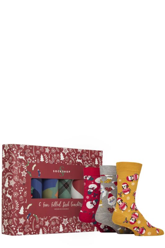 Mens and Women's 6 Pair SOCKSHOP Christmas Cracker Gift Boxed Bamboo Socks