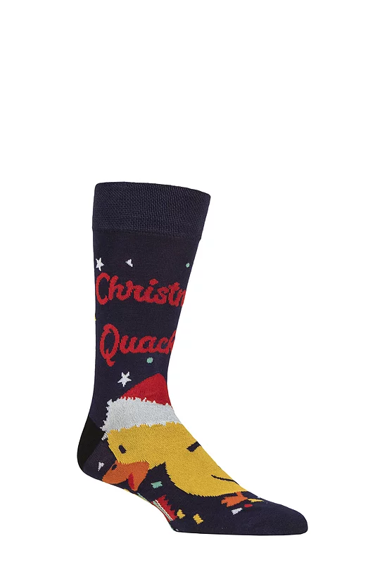 Mens and Women's SOCKSHOP 1 Pair Lazy Panda Bamboo Fun & Novelty Socks Christmas Quackers 4-8