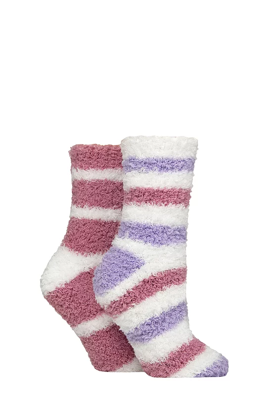 Women's 2 Pair SOCKSHOP Fluffy and Cosy Leisure Socks Petal 4-8