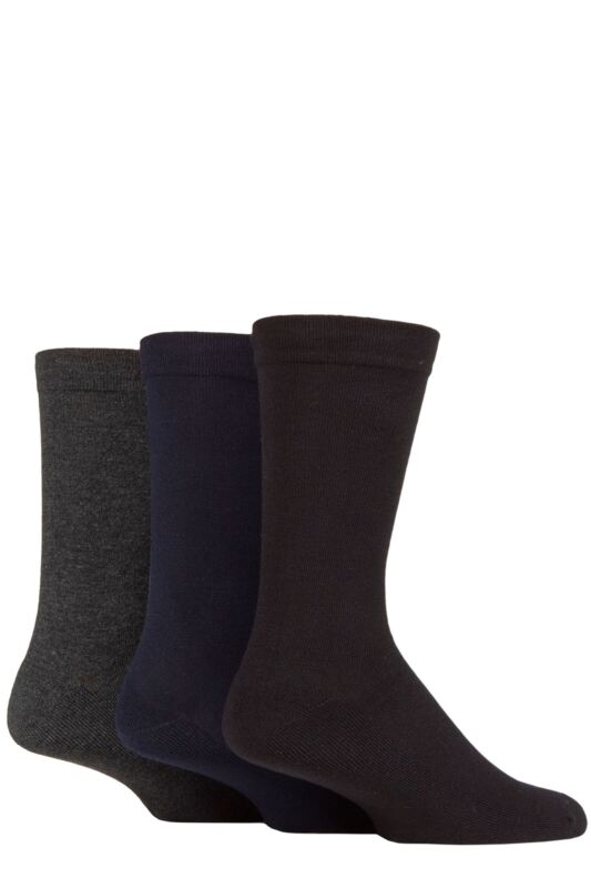 Mens 3 Pair SOCKSHOP Half Cushion Gentle Bamboo Socks