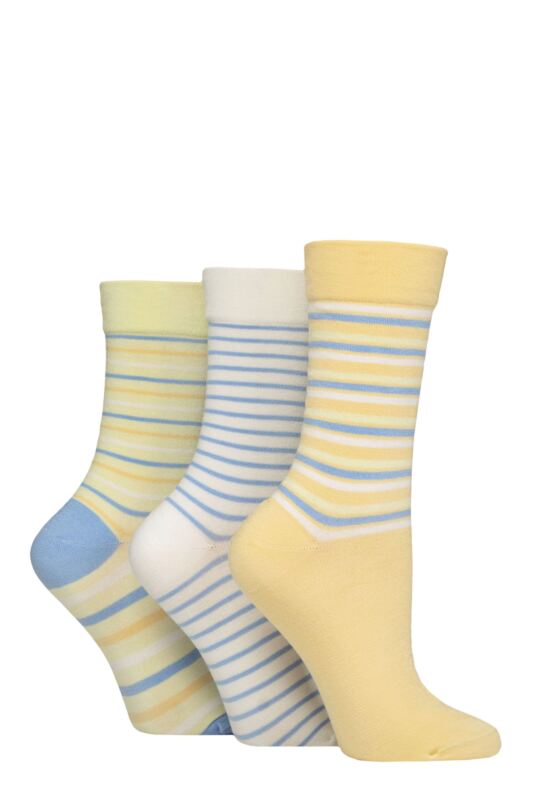 Women's 3 Pair SOCKSHOP Gentle Bamboo Socks with Smooth Toe Seams in Plains and Stripes