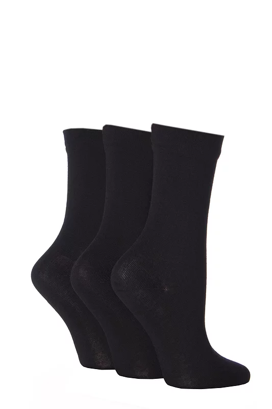 Women's 3 Pair SOCKSHOP Gentle Bamboo Socks with Smooth Toe Seams in Plains and Stripes