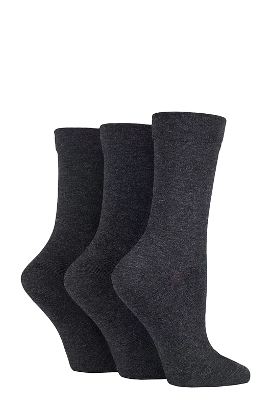 Women's 3 Pair SOCKSHOP Gentle Bamboo Socks with Smooth Toe Seams in Plains and Stripes