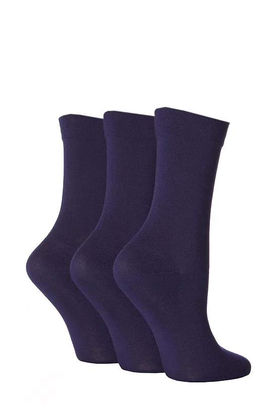 Women's 3 Pair SOCKSHOP Gentle Bamboo Socks with Smooth Toe Seams in Plains and Stripes