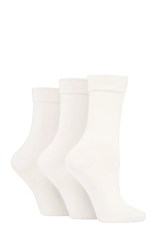 Women's 3 Pair SOCKSHOP Gentle Bamboo Socks with Smooth Toe Seams in Plains and Stripes