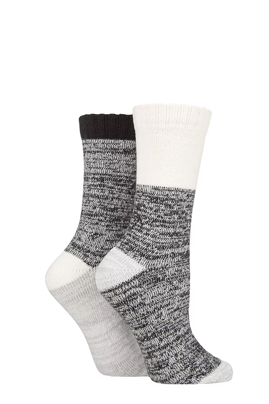 Women's 2 Pair SOCKSHOP Velvet Soft Boot Socks Black 4-8 Ladies