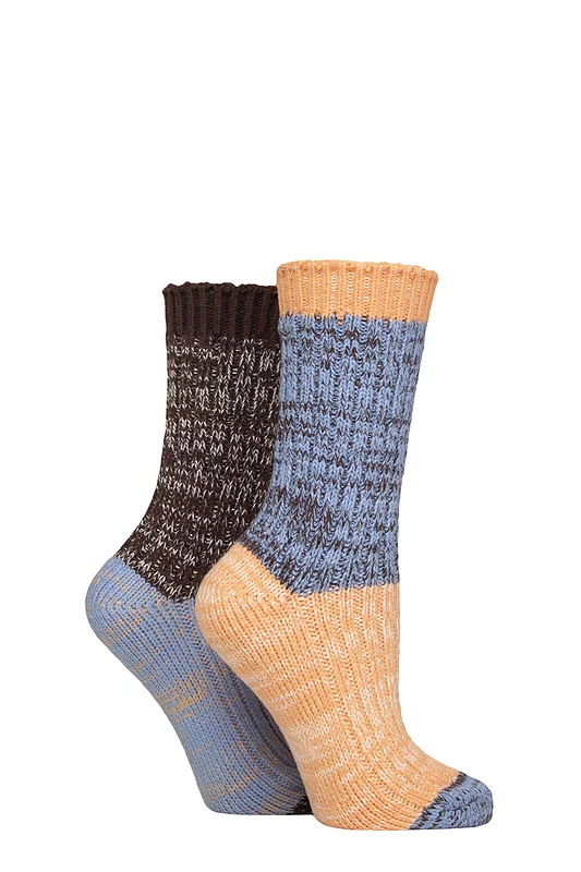 Women's 2 Pair SOCKSHOP Velvet Soft Chunky Rib Boot Socks Crisp Winter 4-8