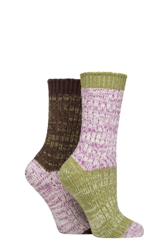 Women's 2 Pair SOCKSHOP Velvet Soft Chunky Rib Boot Socks
