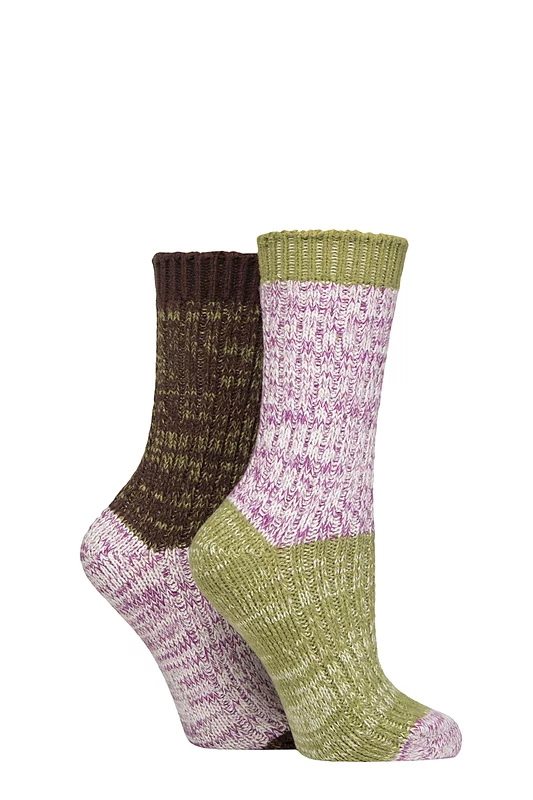 Women's 2 Pair SOCKSHOP Velvet Soft Chunky Rib Boot Socks Wild Terrain 4-8