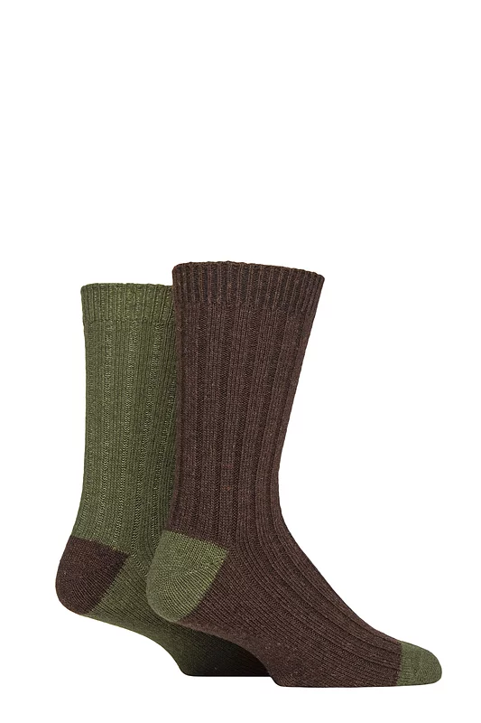 Mens 2 Pair SOCKSHOP Wool Mix Boot Socks