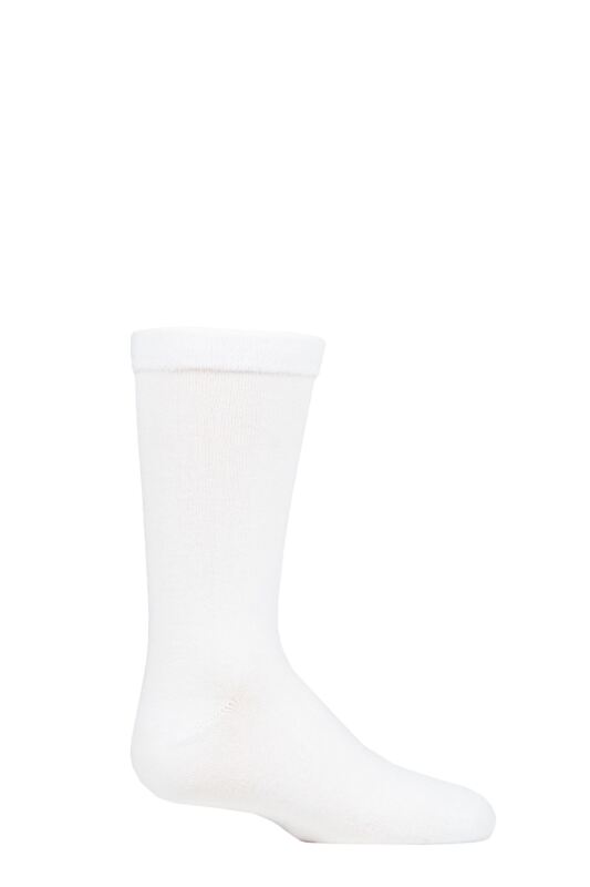 Boys and Girls 1 Pair SOCKSHOP Plain and Striped Bamboo Socks with Comfort Cuff and Smooth Toe Seams White 4 - 5.5