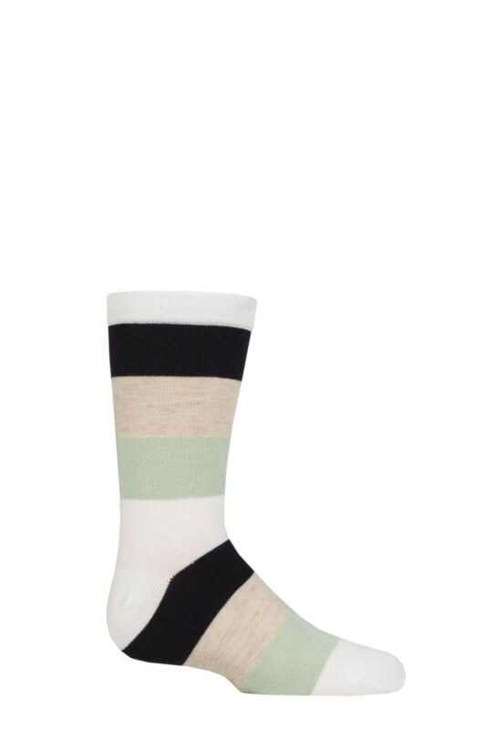 Boys and Girls 1 Pair SOCKSHOP Plain and Striped Bamboo Socks with Comfort Cuff and Smooth Toe Seams White / Navy / Neutral 6-8.5