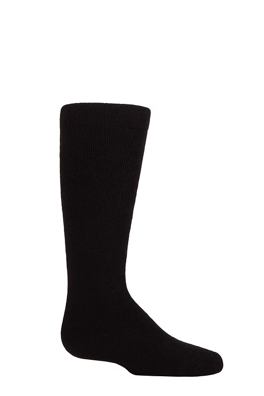 Boys and Girls 1 Pair SOCKSHOP Plain Wellington Boot Full Cushion Bamboo Socks with Comfort Cuff and Smooth Toe Seams Black 9-12