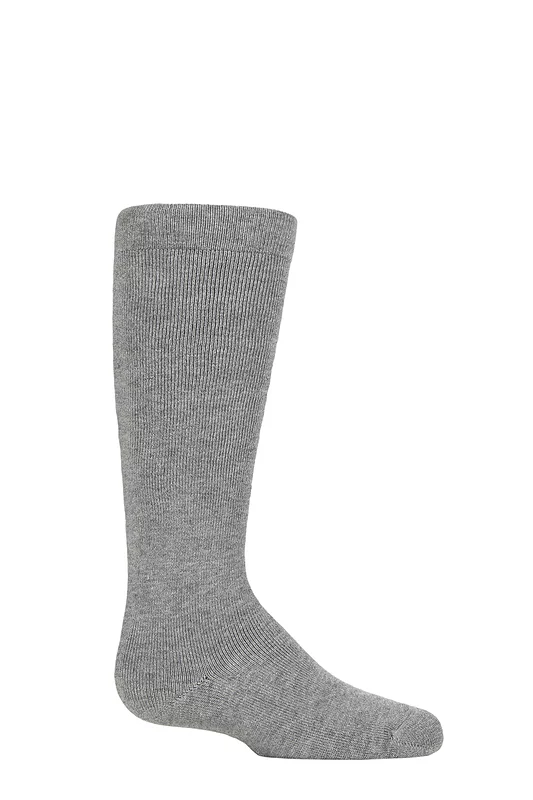 Boys and Girls 1 Pair SOCKSHOP Plain Wellington Boot Full Cushion Bamboo Socks with Comfort Cuff and Smooth Toe Seams Light Grey 6-8.5