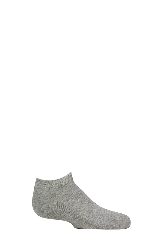 Kids 1 Pair SOCKSHOP Bamboo Cushioned Trainer Socks with Comfort Cuffs and Smooth Toe Seams Light Grey Melange 4-5.5
