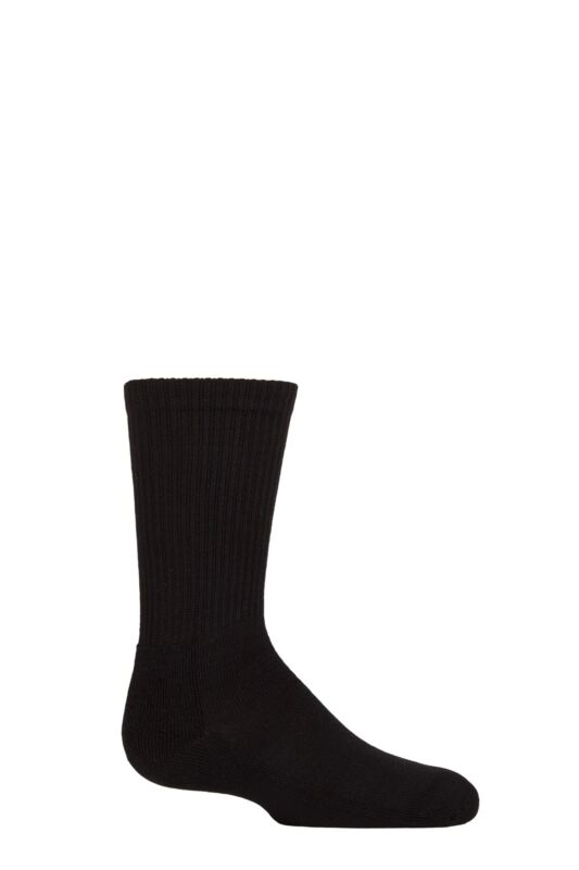 Boys and Girls 1 Pair SOCKSHOP Bamboo Sports Socks Cushioned with Comfort Cuff and Smooth Toe Seams Black 12.5-3.5