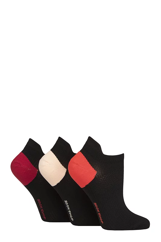 Women's 3 Pair SOCKSHOP Poly Sports No Show Socks