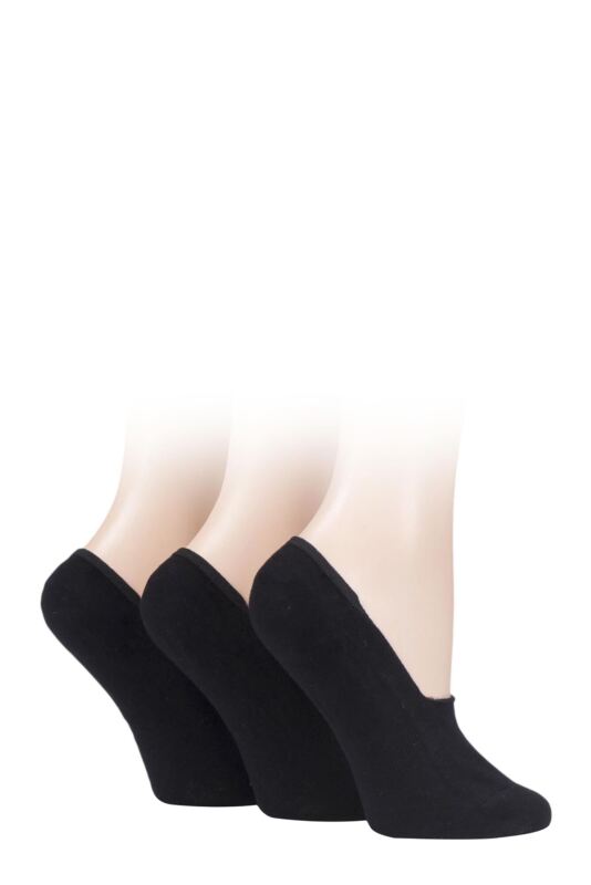 Women's 3 Pair SOCKSHOP Bamboo Fine High Cut Liner Black 4-8 Ladies