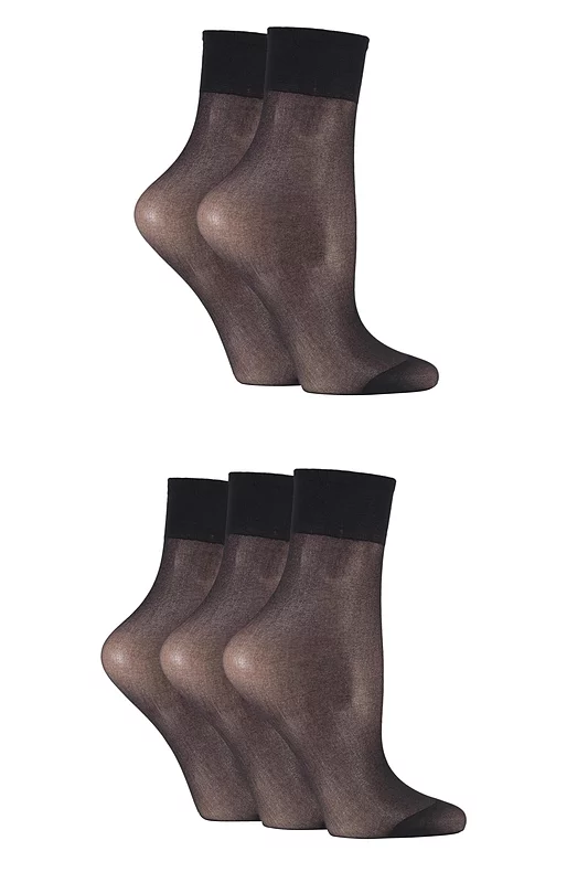 Women's 5 Pair SOCKSHOP 15 Denier Ankle Highs