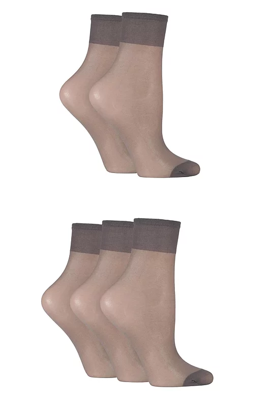Women's 5 Pair SOCKSHOP 15 Denier Ankle Highs