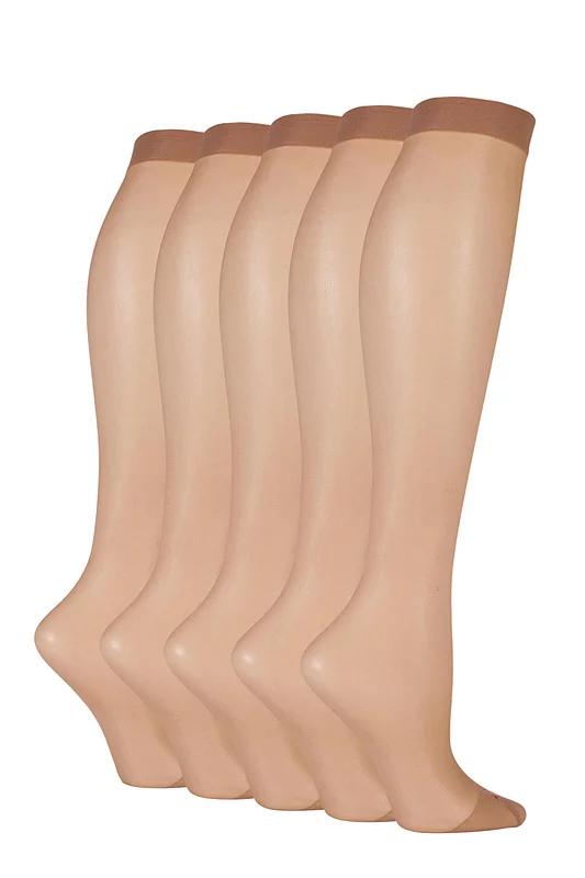 Women's 5 Pair SOCKSHOP 15 Denier Knee Highs