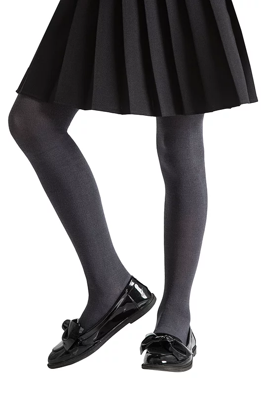 Girls 1 Pair SOCKSHOP Plain Bamboo Tights with Smooth Toe Seams Grey 13 to 14 years