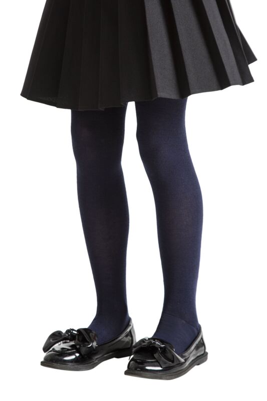 Girls 1 Pair SOCKSHOP Plain Bamboo Tights with Smooth Toe Seams Navy 11 to 12 years