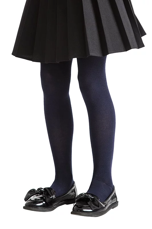 Girls 1 Pair SOCKSHOP Plain Bamboo Tights with Smooth Toe Seams Navy 13 to 14 years
