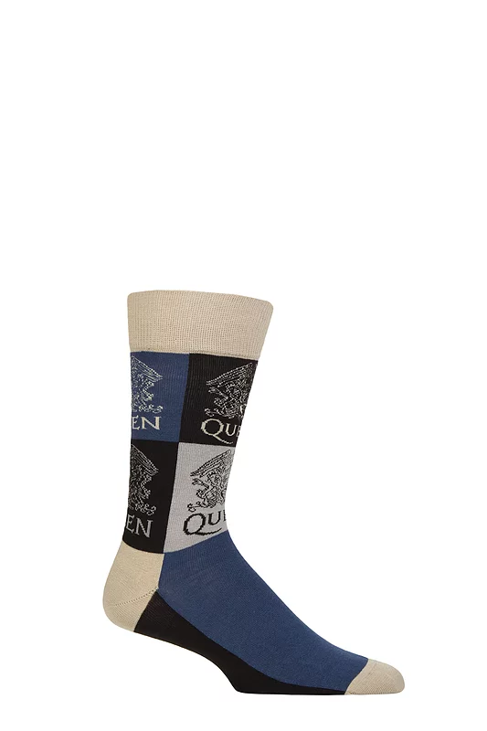 SOCKSHOP Music Collection 1 Pair Queen Cotton Socks Crest Blocks One Size