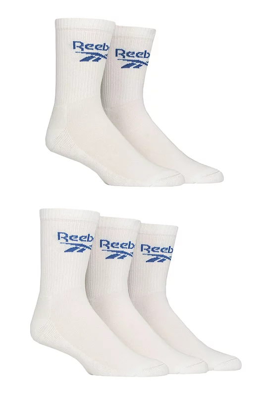 Mens and Women's 5 Pair Reebok Foundation Cotton Crew Socks