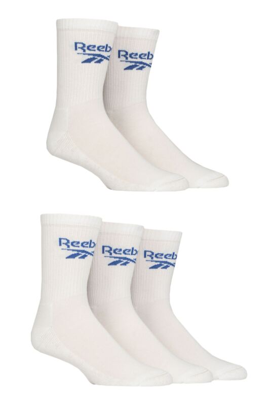 Mens and Women's 5 Pair Reebok Foundation Cotton Crew Socks