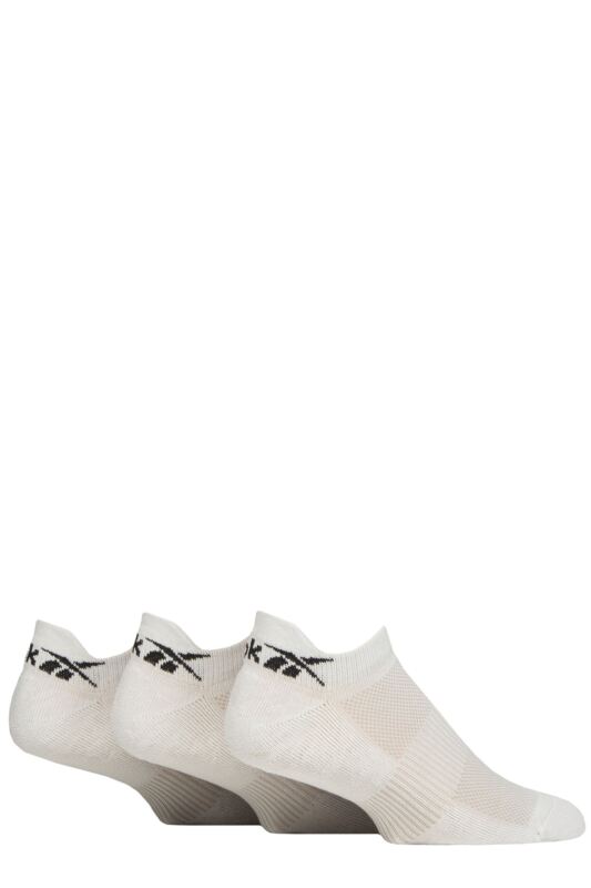 Mens and Women's 3 Pair Reebok Essentials Cotton Trainer Socks White 2.5-3.5 UK
