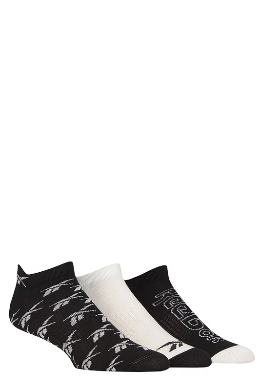 Mens and Women's 3 Pair Reebok Essentials Cotton Trainer Socks with Arch Support