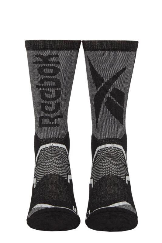 Mens and Women's 1 Pair Reebok Technical Recycled Crew Technical Fitness Socks Black 6.5-8 UK