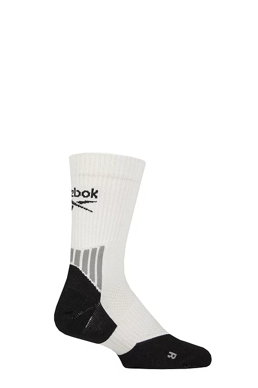 Mens and Women's 1 Pair Reebok Technical Recycled Crew Technical Tennis Socks White / Black 6.5-8 UK