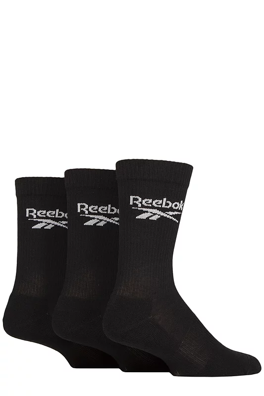 Mens and Women's 3 Pair Reebok Core Ribbed Cotton Crew Socks